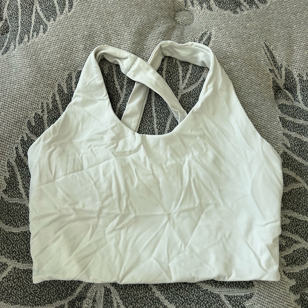 Adidas White Sports Bra with Cross-Back